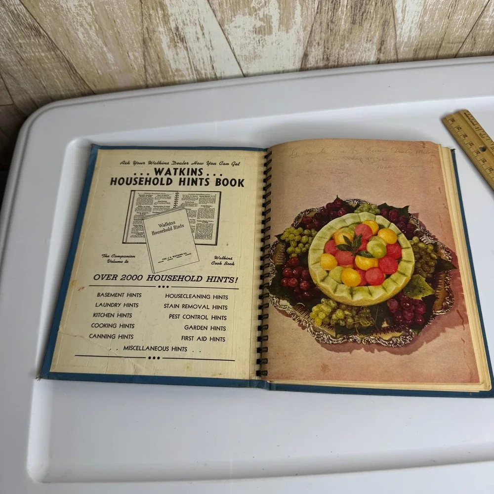 Vintage Watkins Cook Book by Elaine Allen J.R. Watkins Co. Blue Spiral Bound